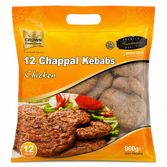 CROWN Frozen Foods Chicken Chappal Kebabs – 12 Pieces